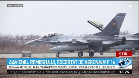 Avionul premierului, escortat de aeronave F16