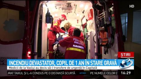 Incendiu devastator, copil de 1 an &icirc;n stare gravă