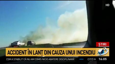 Accident &icirc;n lanț din cauza unui incendiu de vegetație