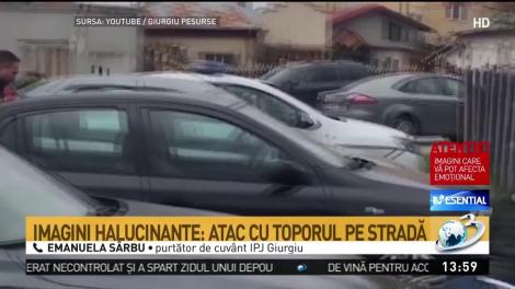 Imagini halucinante. Atac cu toporul pe o stradă din Bolintin Vale
