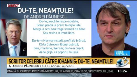 Andrei Păunescu, poezie pentru Iohannis
