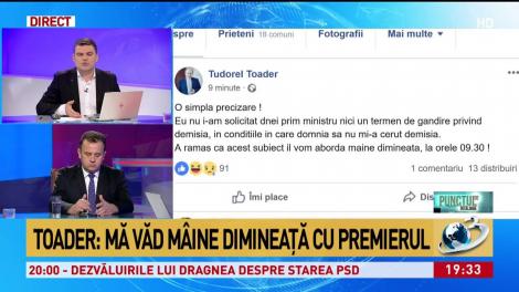 Exclusiv Radu Tudor, mesaj de la Tudorel Toader: Viorica Dăncilă nu mi-a solicitat demisia