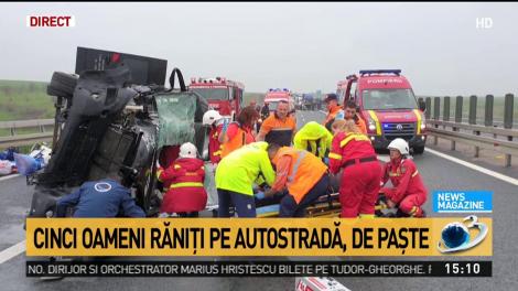 Accident cumplit pe autostrada A1. Un microbuz a fost spulberat de un camion
