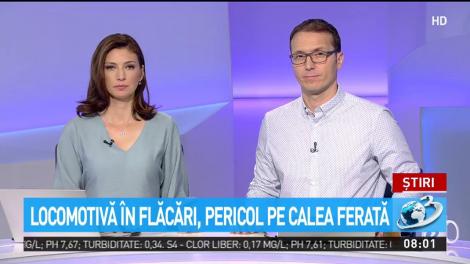 Incendiu pe calea ferată! O locomotivă a fost cuprinsă flăcări, în județul Alba - Video