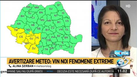 Avertizare meteo: Vin fenomene extreme. Intră în vigoare un nou Cod Galben