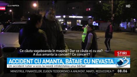 Scandal monstru în Cluj, după ce o femeie și-a prins soțul cu amanta în mașină! Bărbatul făcuse accident 