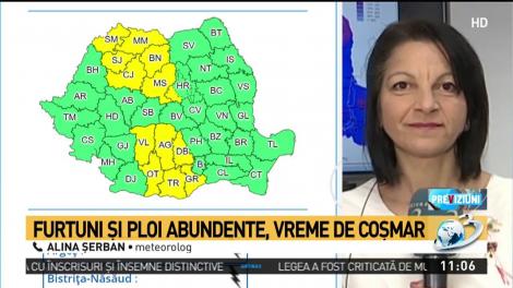 Nu scăpăm de vremea rea! Cod galben de furtuni și ploi torențiale, în următoarele ore, în 12 județe: ”Vor fi fenomene intense!”