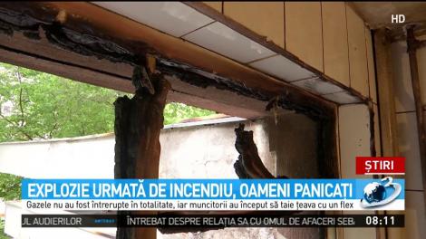 Explozie urmată de incendiu la un bloc din Capitală