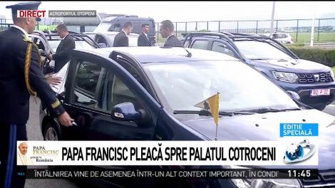 Papa Francisc pleacă spre Palatul Cotroceni