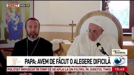Papa Francisc le-a cerut iertare romilor, la Blaj: "Pentru momentele când, de-a lungul istoriei, v-am discriminat, maltratat"
