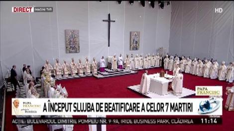 Papa Francisc, la ceremonia de beatificare a celor șapte episcopi martiri. 100.000 de oameni la Blaj