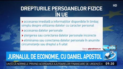 Jurnalul de economie. Un an de cand Europa a început sa aplice Regulamentul General privind Protecţia Datelor