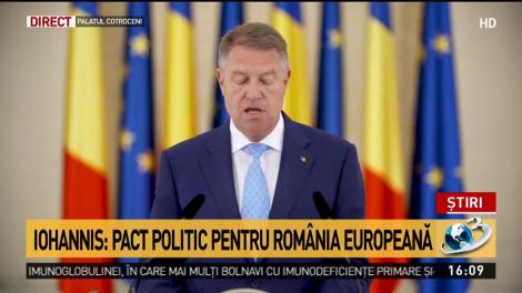 Klaus Iohannis: „Invit partidele să semnăm un pact politic pentru România Europeană”