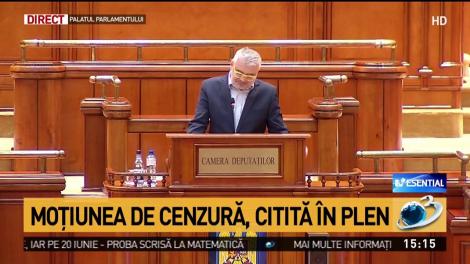 Moţiunea de cenzură, citită în Parlament de Gigel Ştirbu