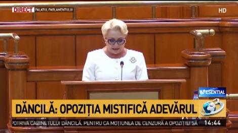 Moțiunea de cenzură, votată azi în Parlament. Viorica Dăncilă: „Opoziția, incapabilă să vină cu un proiect”