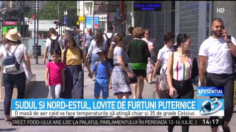 Vreme extremă peste Rom&acirc;nia. Furtuni puternice şi temperaturi de aproape 35 de grade Celsius