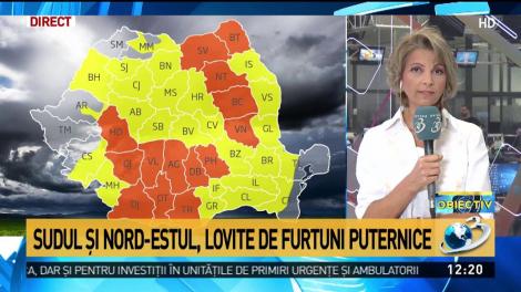 Cod portocaliu de ploi puternice. Sudul şi nord-estul, lovite de furtuni puternice