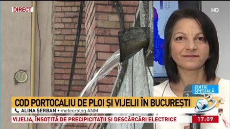 Cod portocaliu de ploi și vijelii în București