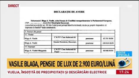 Vasile Blaga, pensie de lux de 2.900 euro/lună