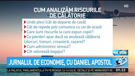 Jurnalul de economie, cu Daniel Apostol. Ce este asigurarea de călătorie şi când ai nevoie de ea