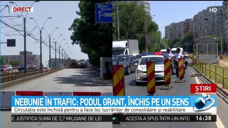 Nebunie &icirc;n trafic. Podul Grant, &icirc;nchis pe un sens