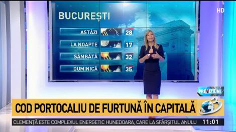 Cod portocaliu de furtună în București și în împrejurimi. Plouă torențial. Cod galben în mai multe județe