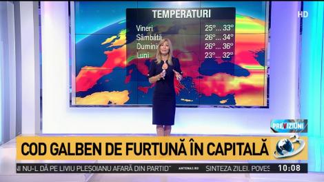 Furtună în București! Cod galben de ploi torențiale, descărcări electrice și vânt puternic, în Capitală