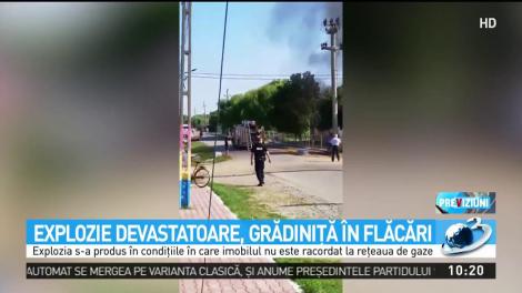 Explozie devastatoare, grădiniţă &icirc;n flăcări