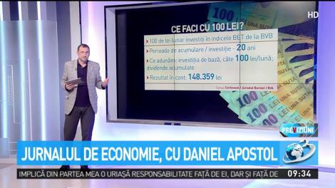 Jurnalul de economie, cu Daniel Apostol. Dacă economiseşti 100 de lei lunar timp de 20 de ani poţi face o mică avere