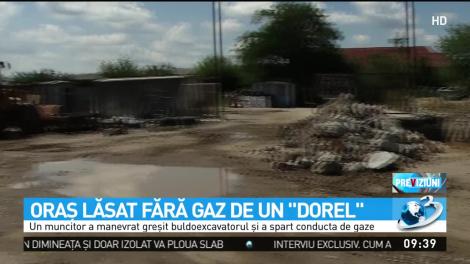 ''Dorel'' a lăsat un oraş fără gaze după ce a lovit o conducă cu buldoexcavatorul