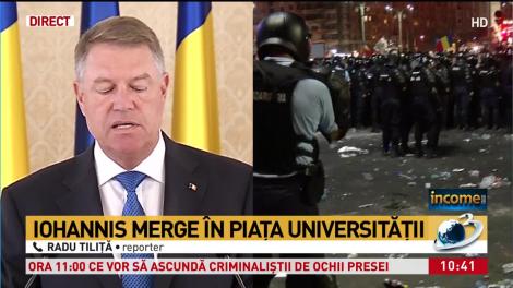 Klaus Iohannis, în Piaţa Universităţii de 10 august, la campania de strângere de semnături