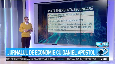 Jurnalul de economie, cu Daniel Apostol. Ce înseamnă pentru piața de capital autohtonă statutul de piață emergentă secundară