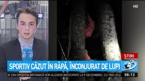 Operaţiune dramatică de salvare. Sportiv căzut &icirc;n r&acirc;pă &icirc;nconjurat de lupi