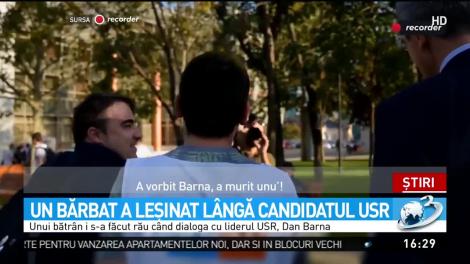 Incident în campania electorală a lui Dan Barna. Un bătrân a leşinat lângă candidatul USR