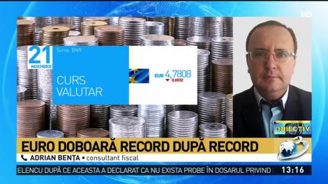 Un nou maxim istoric pentru euro la cursul BNR, a patra zi consecutiv: "Euro va continua să crească!"