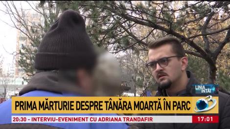 Prima mărturie despre tânăra moartă găsită într-un parc din București: Ce s-a descoperit la fața locului