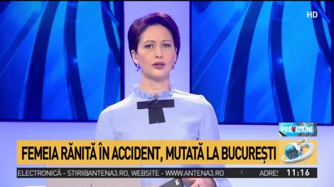 Femeia rănită &icirc;n accidentul &icirc;n care a fost implicat Daniel Chițoiu, transferată la București
