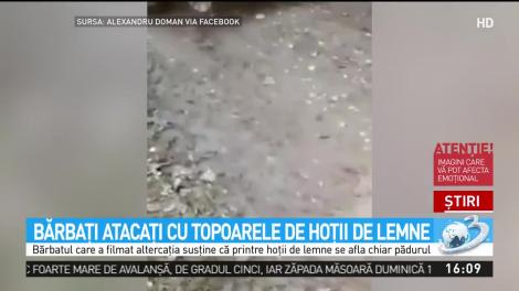 Imagini şocante &icirc;ntr-o pădure din Prahova. Mai mulţi bărbaţi au fost atacaţi cu topoarele