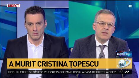 Cristina Țopescu a murit. Mircea Badea, prima reacție: "E absolut șocant! Aveam opinii contrare în multe situații, dar am apreciat că era siceră"