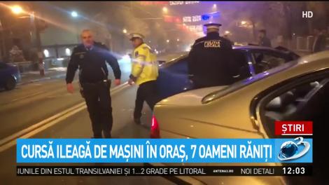 Șapte răniți, în urma unei curse ilegale de mașini, în mijlocul orașului. Polițiștii fuseseră în zonă cu zece minute înainte