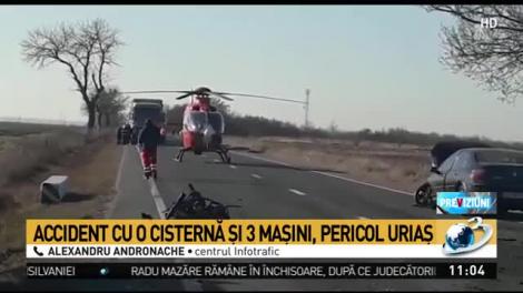 Accident grav între o cisternă și trei mașini, ce au fost făcute zob! O femeie a murit! Atenție, imagini tulburătoare! VIDEO