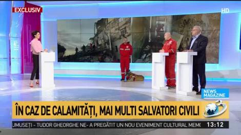 Demonstrație de căutare-salvare în platoul Antena 3. Cățelul Taz, campion mondial, găsește persoanele dispărute în caz de cutremur