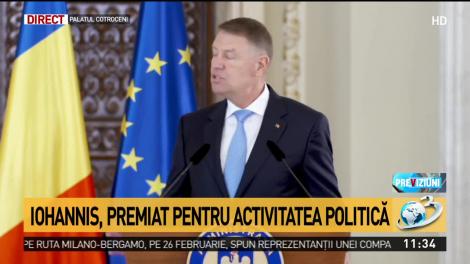 Președintele Klaus Iohannis a fost premiat pentru activitatea politică