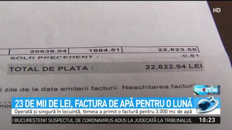 O femeie din Pitești a primit o factură-record de 23.000 de lei, după ce ar fi consumat 3000 metri cubi de apă &icirc;ntr-o lună