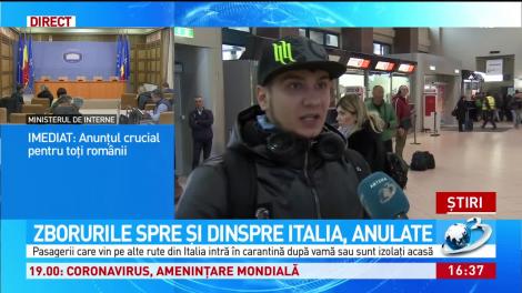Oamenii cu zboruri spre Italia au mers astăzi în Aeroportul Otopeni, deși știau că au fost suspendate: "Dar eu trebuie să ajung la Pisa!"
