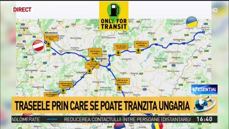 Harta traseelor prin care se poate tranzita Ungaria
