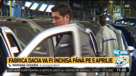 Dacia se &icirc;nchide oficial p&acirc;nă pe 5 aprilie. Angajaţii vor primi 85% din salariu