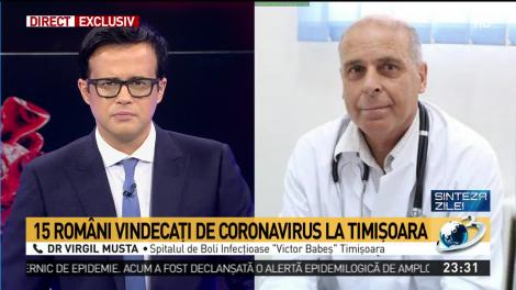 15 rom&acirc;ni vindecați de coronavirus &icirc;n Timișoara. Medic de la Spitalul "Victor Babeș": Vor fi testați din nou &icirc;n două săptăm&acirc;ni