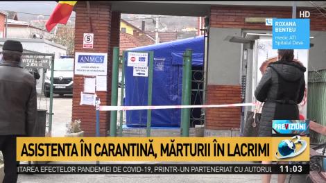 Asistentă în carantină, în spitalul din Deva, mărturii înecate în lacrimi: „Eu sunt toată carne vie! Soțul meu e la un pas de infarct, singur acasă”