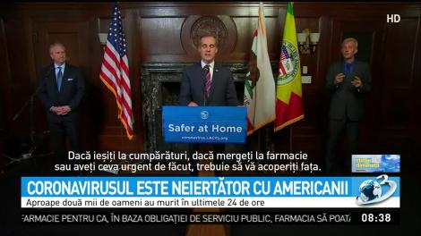 Coronavirusul, neiertător cu americanii. Aproape 2.000 de oameni au murit în ultimele 24 de ore